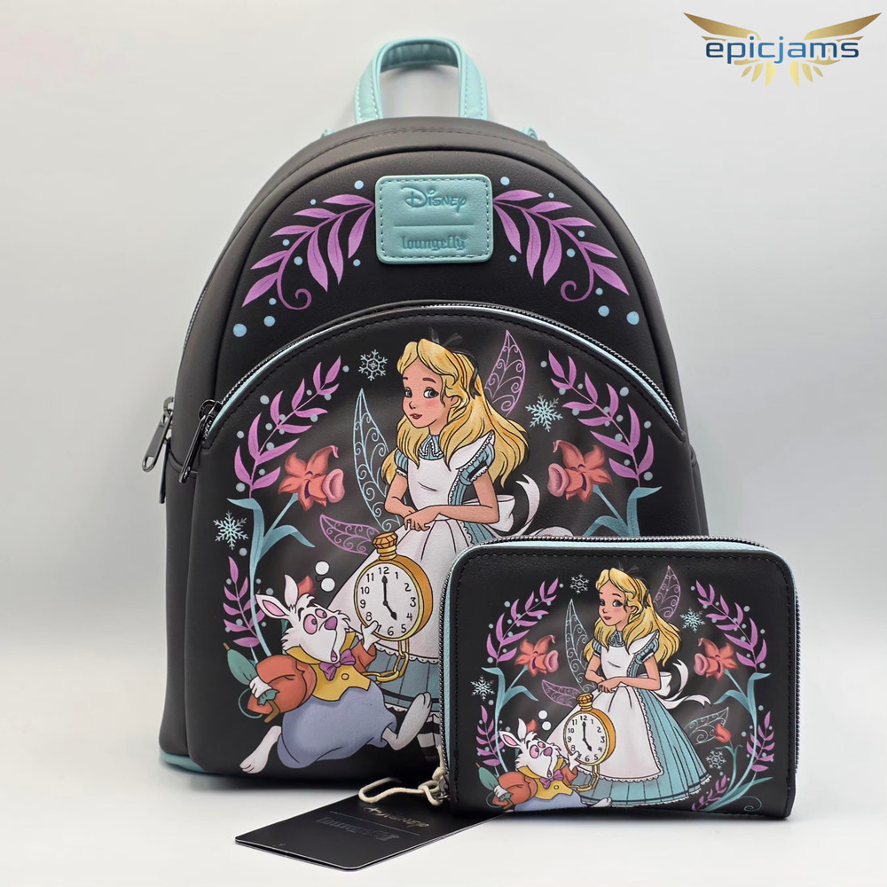Loungefly Disney Alice In Wonderland Winter Drawing Floral Mini Backpack Set